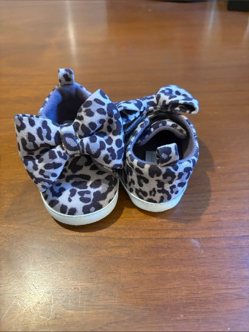 T.J.Maxx Leopard Print Baby Bow Slip-On Shoes - Gray & Black